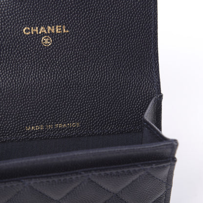 Chanel Caviar Quilted Flap Card Holder Wallet Navy Blue 8 of 12