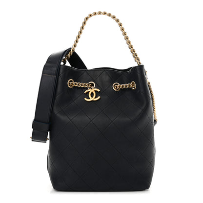 Chanel Calfskin Quilted Small On My Shoulder Drawstring Bag Blue 1 of 13