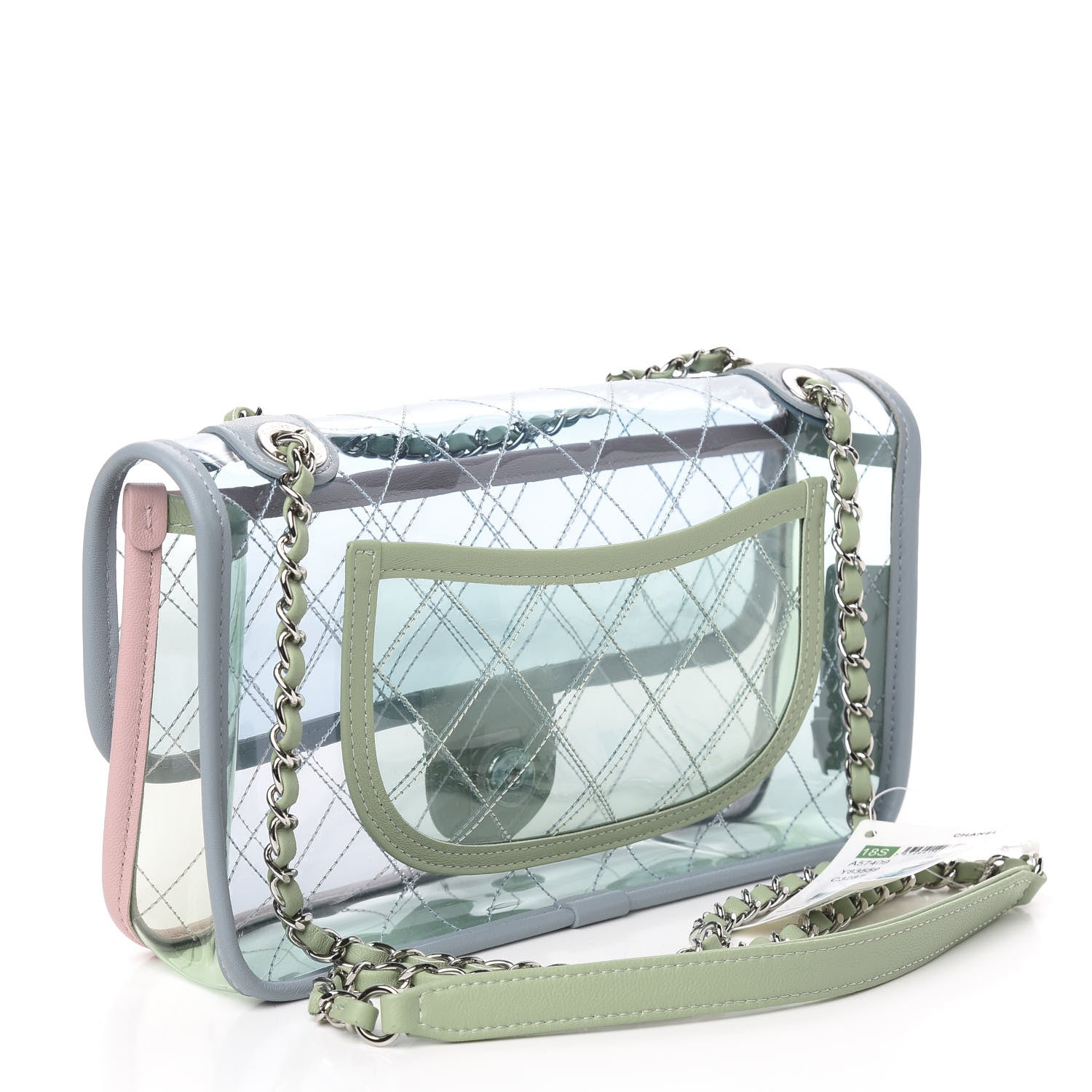 Chanel Lambskin PVC Quilted Medium Coco Splash Flap Blue Green 3 of 10