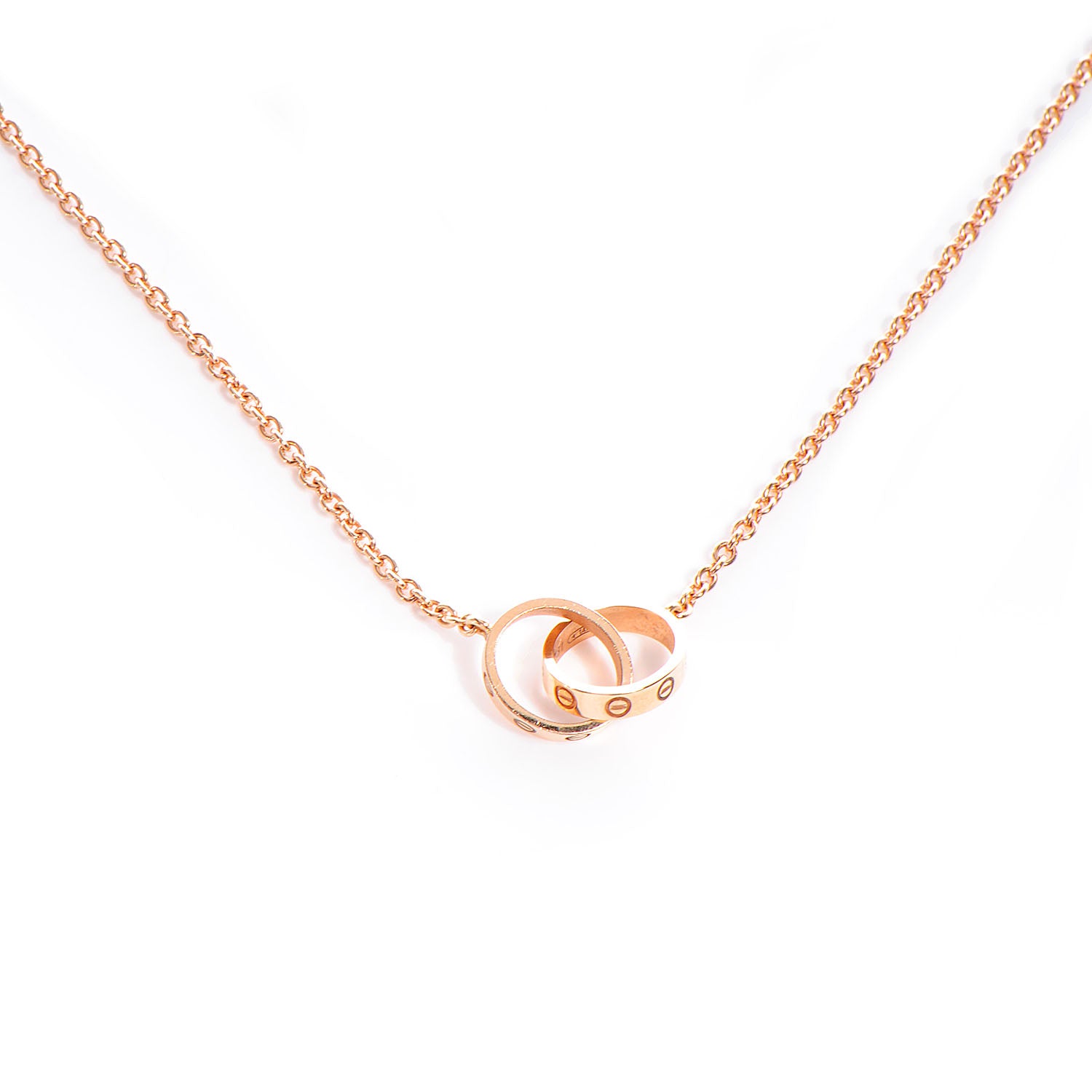 Cartier 18K Pink Gold Interlocking LOVE Necklace 1 of 6
