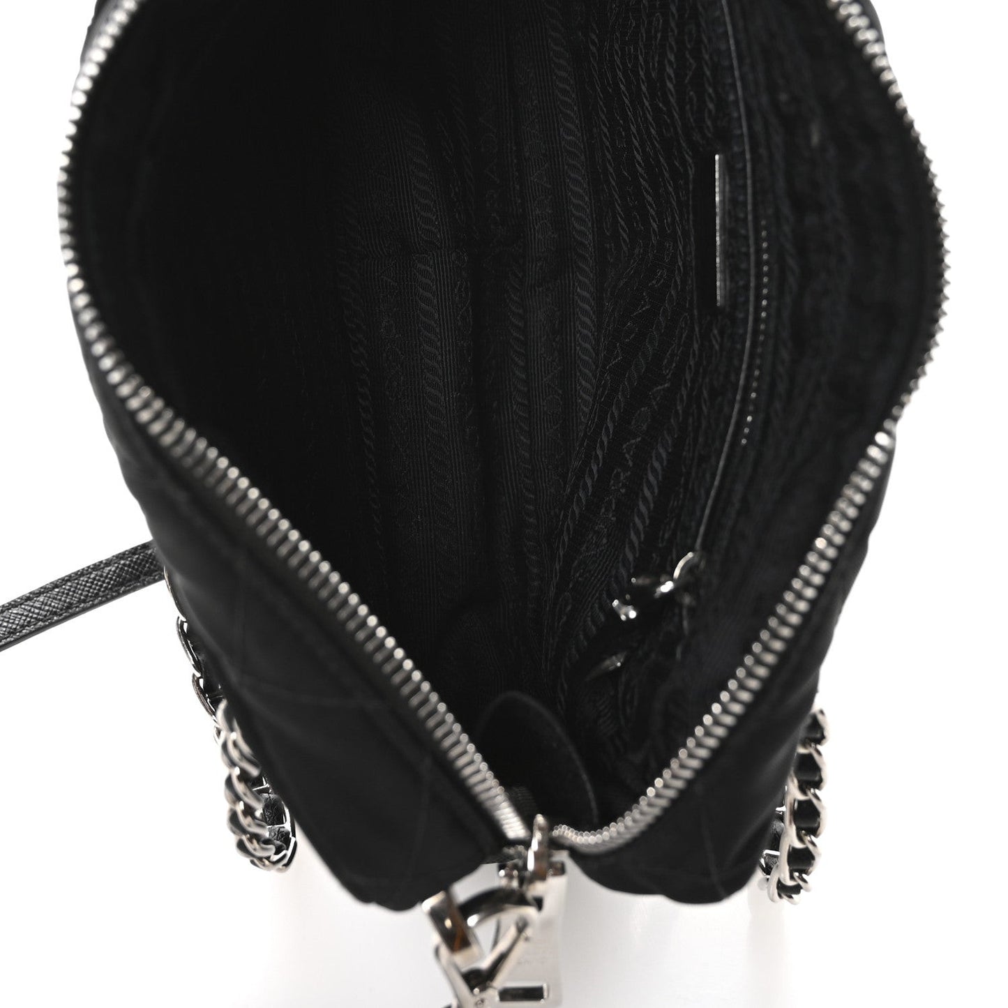Nylon Tessuto Impuntu Quilted Bandoliera Crossbody Bag Black