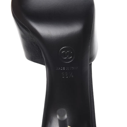 Chanel Goatskin Grosgrain Cap Toe Pearl Mule 36.5 Black 8 of 10