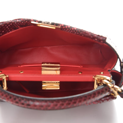 Fendi Python Mini Peekaboo Iconic Satchel Rosso Scuro Fiamma 6 of 7