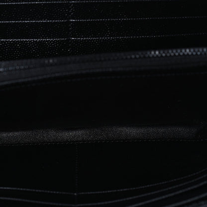 Saint Laurent Grain De Poudre Matelasse Chevron Monogram Flap Wallet Black 6 of 7