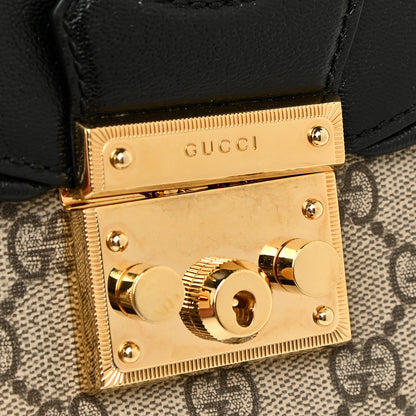 Gucci GG Supreme Monogram Calfskin Small Padlock Messenger Shoulder Bag Beige Black Cuir 17 of 17