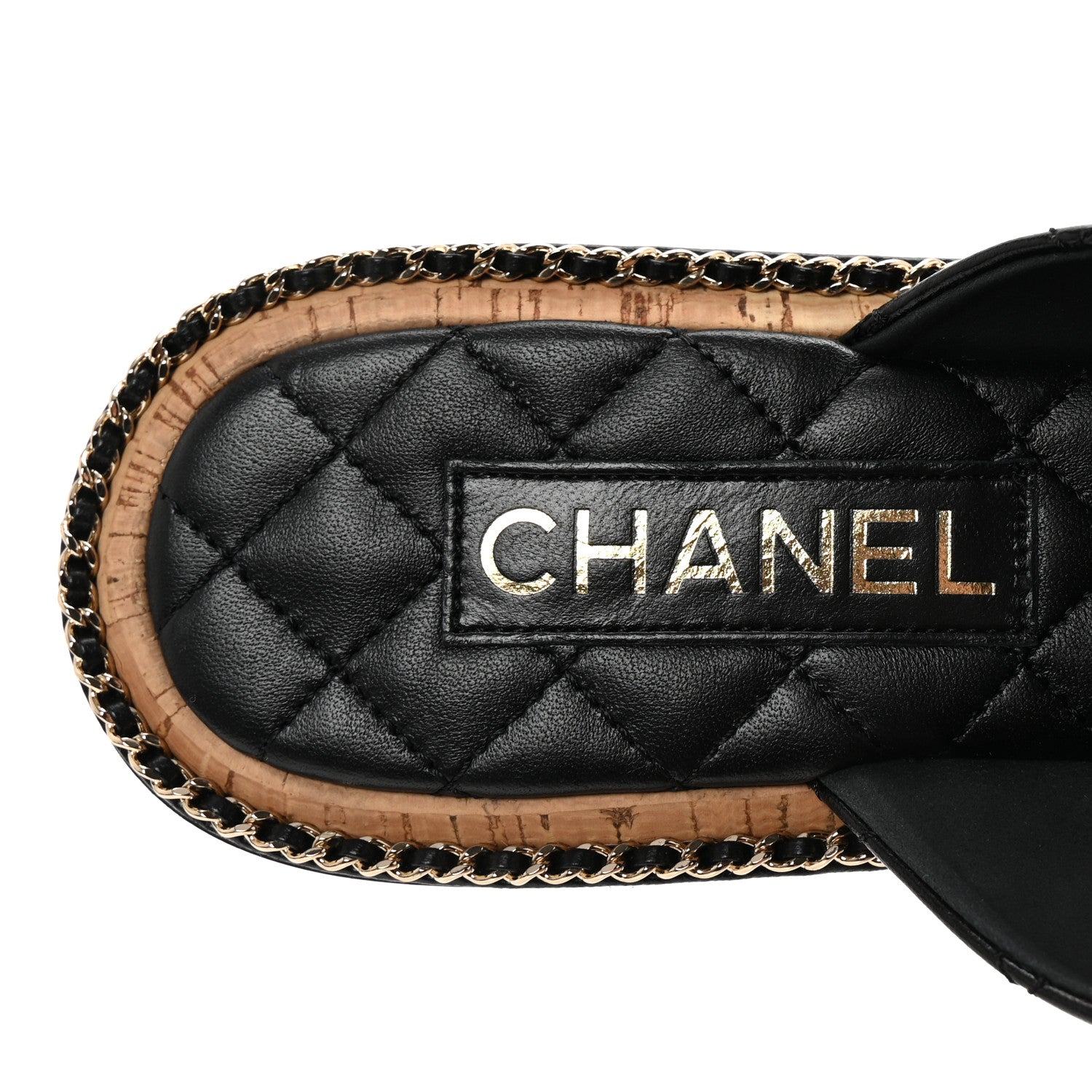 Chanel Lambskin Quilted Chain CC Sandals 40 Black 8 of 9