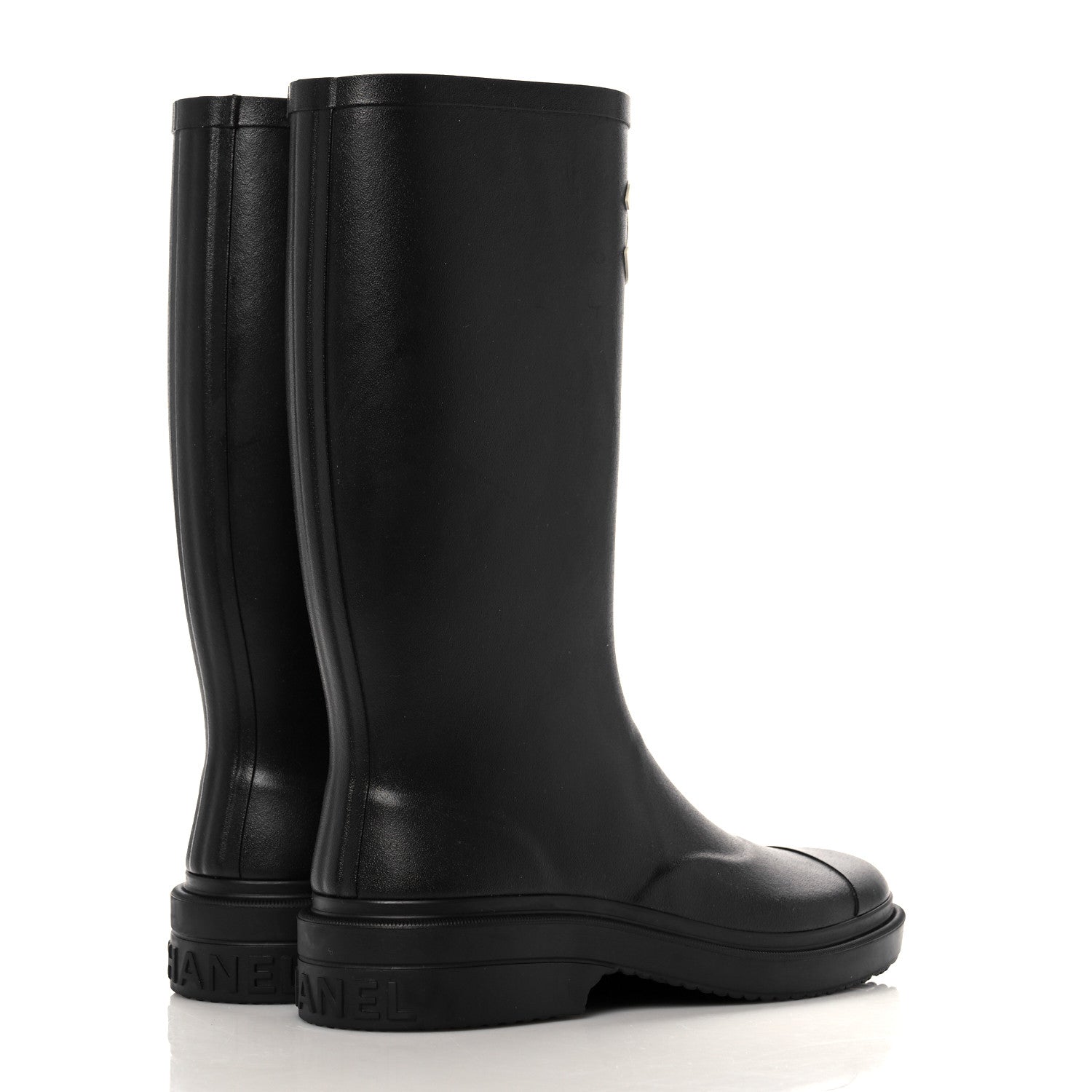 Chanel Caoutchouk CC High Boots 37 Black 4 of 8