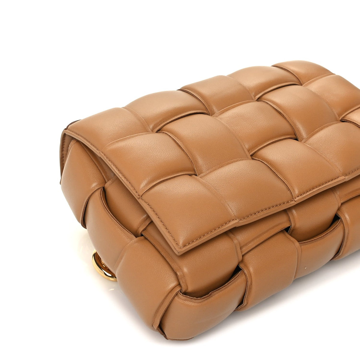 Lambskin Maxi Intreccio Padded Chain Cassette Crossbody Bag  Caramel