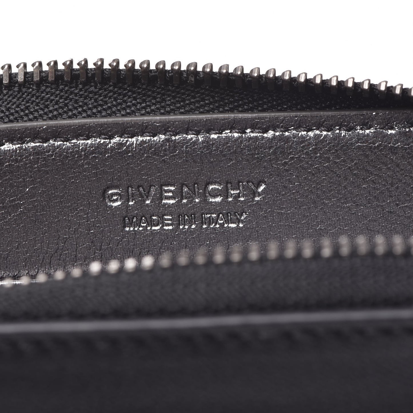 Lambskin Logo Zip Around Compact Wallet Black