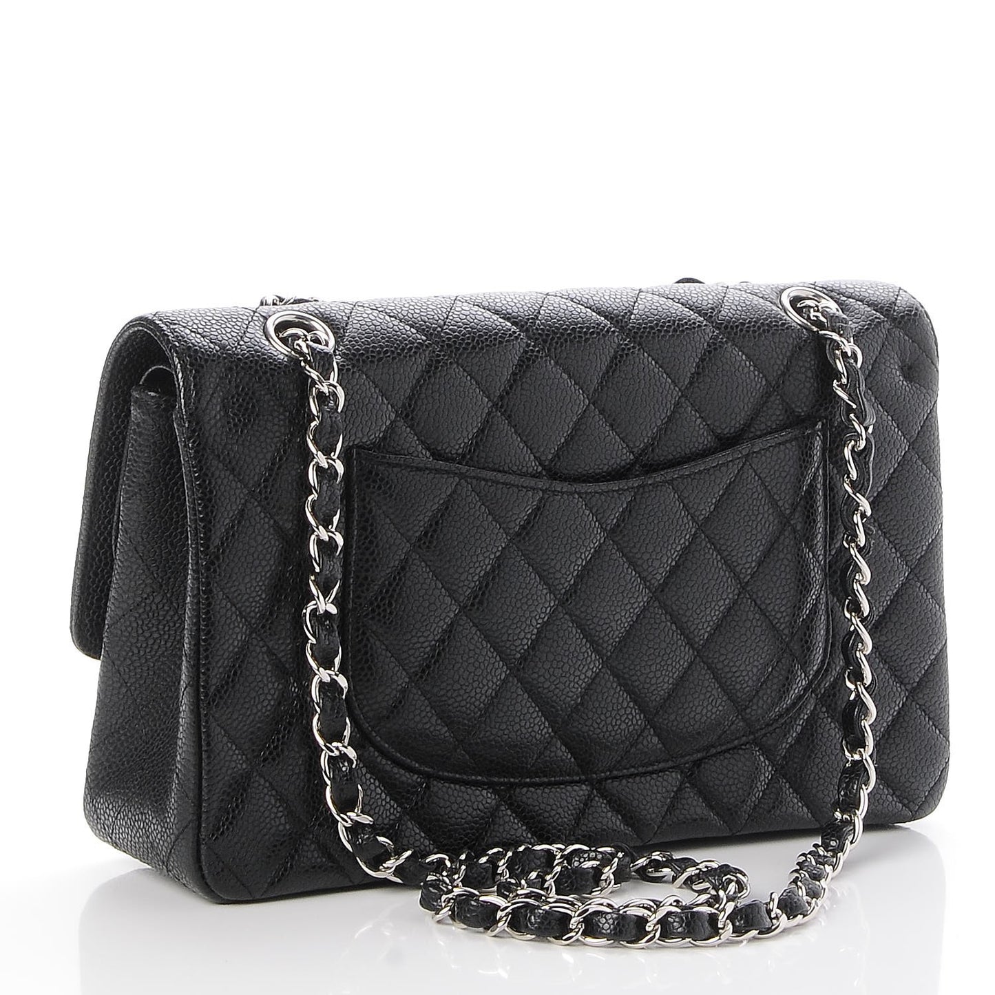 Caviar Quilted Medium Double Flap Black