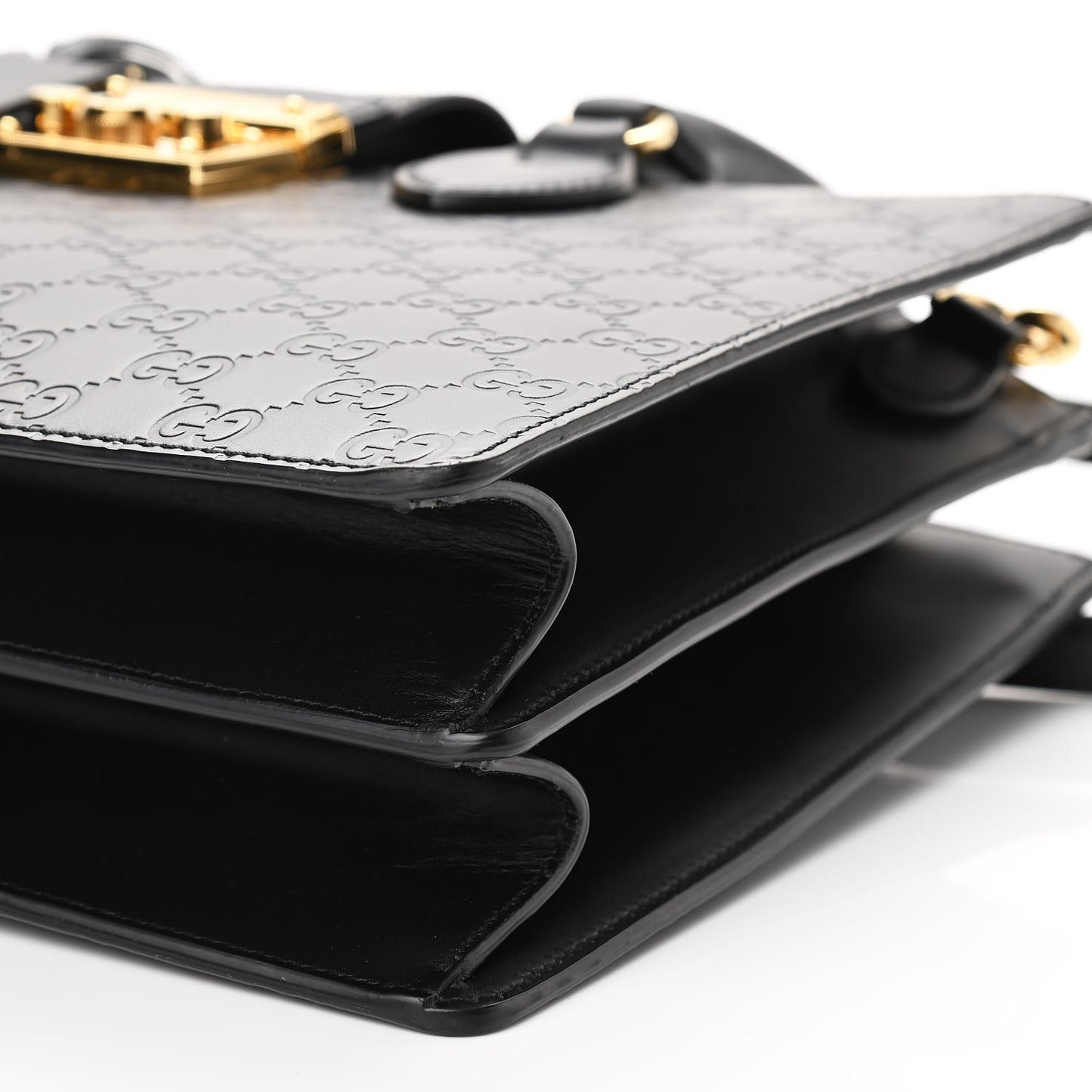 Guccissima Signature Padlock Double Handle Bag Black