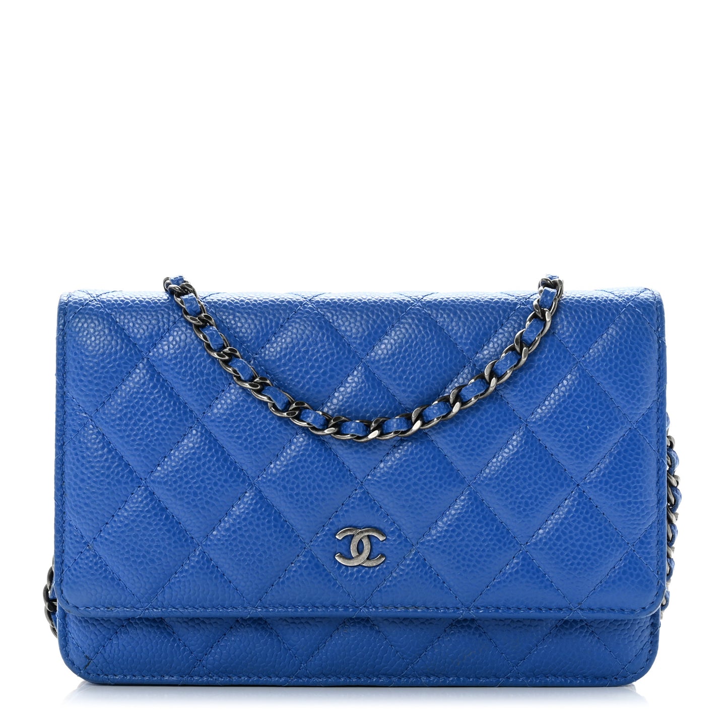 Caviar Quilted Wallet On Chain WOC Blue