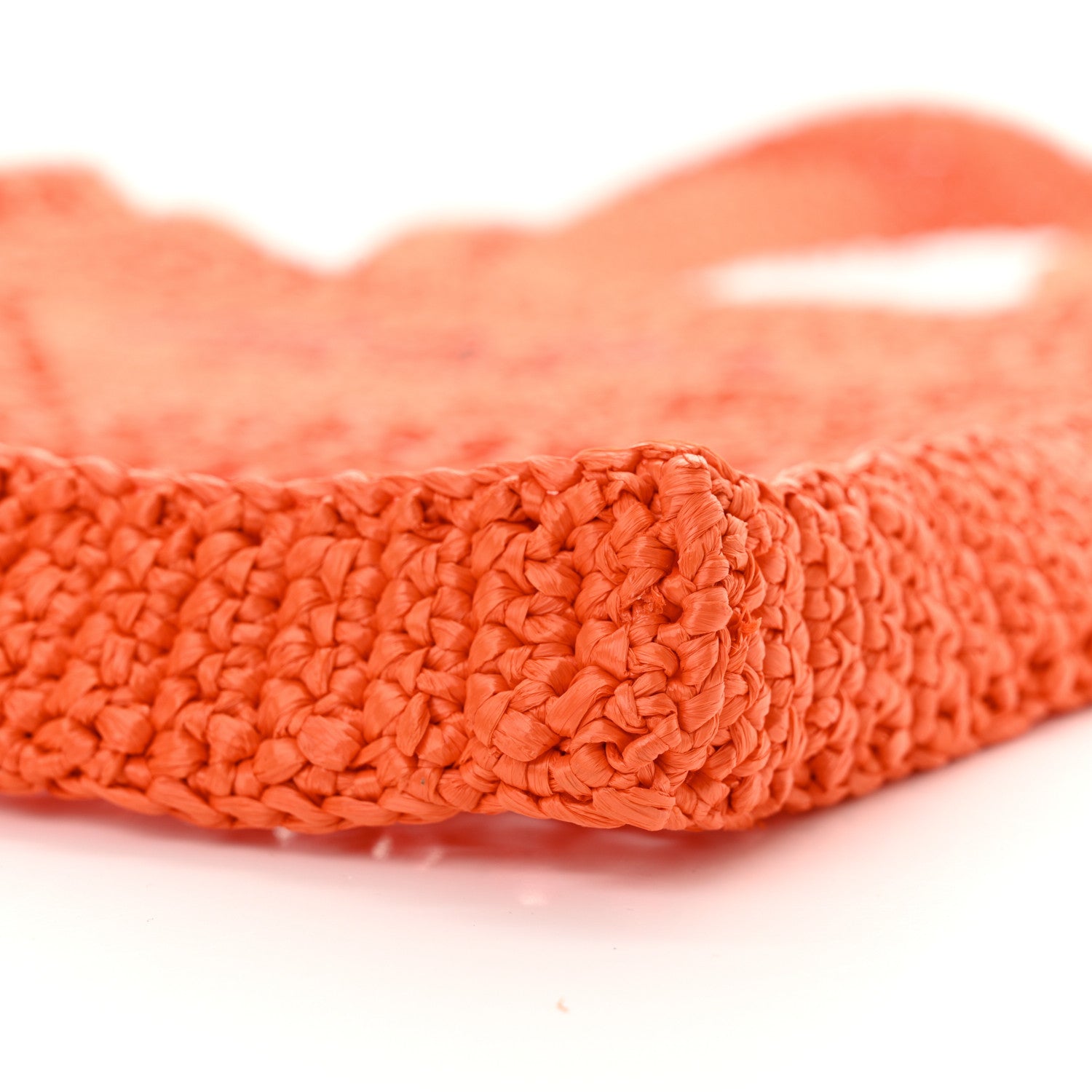 Prada Yarn Raffia Effect Crochet Logo Embroidered Tote Bag Arancio 9 of 9