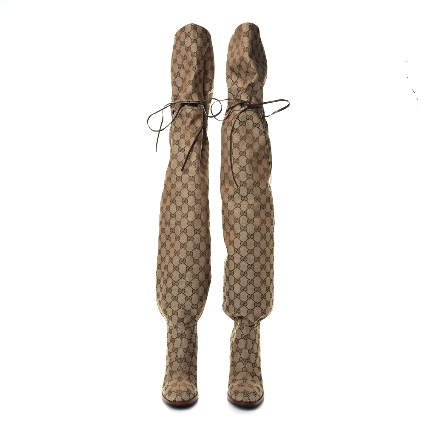 Monogram Over the Knee Boots 36.5 Beige Ebony