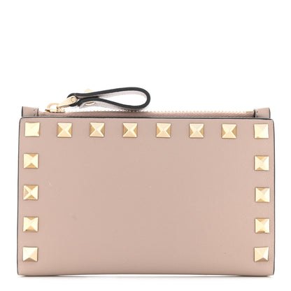 Valentino Garavani Calfskin Rockstud Coin Purse Card Holder Light Pink 1 of 7