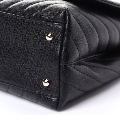 Chanel Caviar Lizard Embossed Chevron Quilted Medium Coco Handle Flap Black 11 of 11