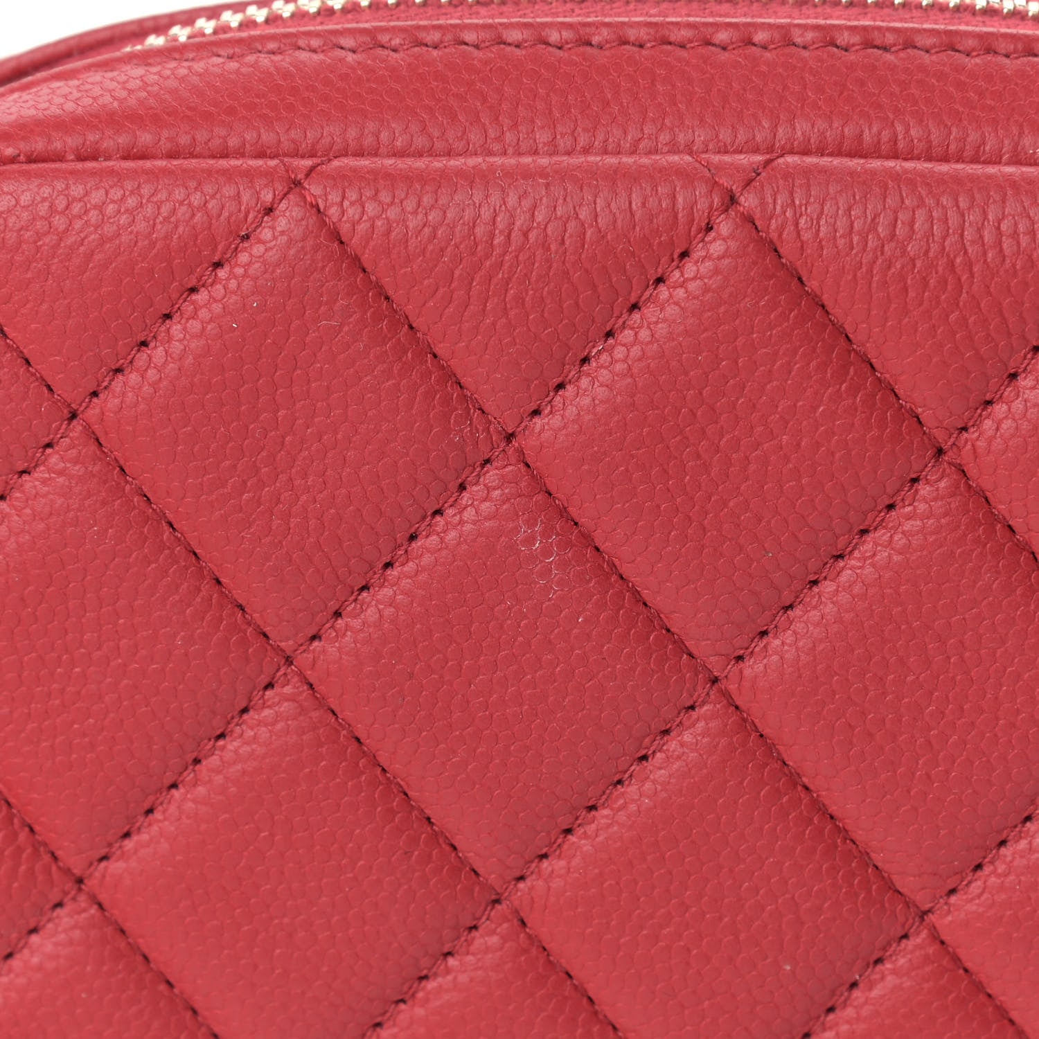 Chanel Caviar Quilted Small Curvy Pouch Cosmetic Case Dark Red 8 of 8