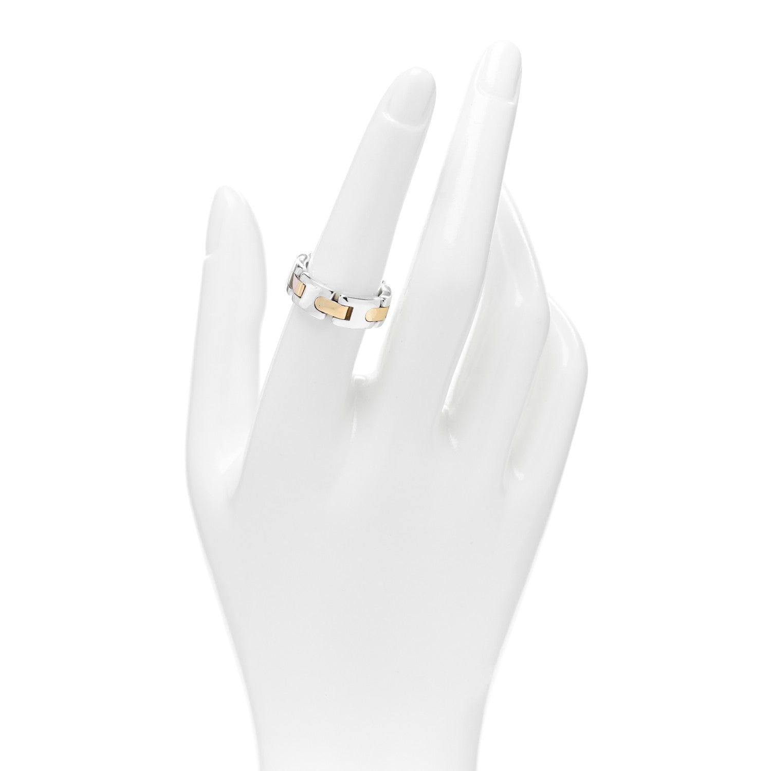 Tiffany Sterling Silver 18K Yellow Gold Link Ring 53 6.5 2 of 4