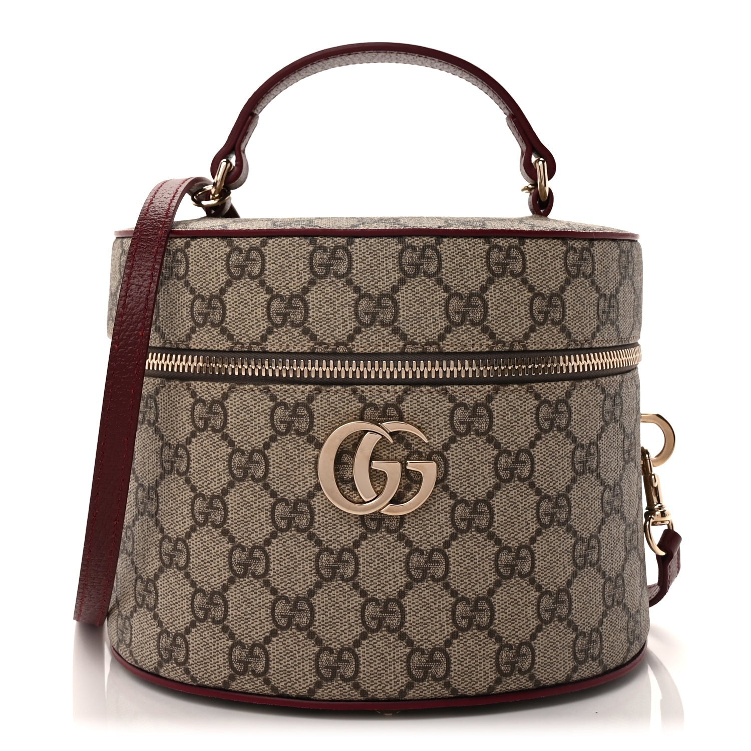 Gucci GG Supreme Monogram Ancora Calfskin Vanity Cosmetic Case  Beige Ebony Rosso 1 of 8