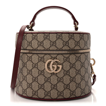 Gucci GG Supreme Monogram Ancora Calfskin Vanity Cosmetic Case  Beige Ebony Rosso 1 of 8