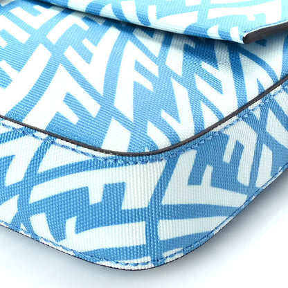 Fendi X SARAH COLEMAN Glazed Canvas Vitello King FF Vertigo Baguette 1997  Cyber Blue White 8 of 8