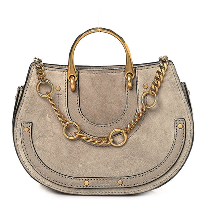 Chloe Calfskin Suede Medium Pixie Shoulder Bag Motty Grey 1 of 9