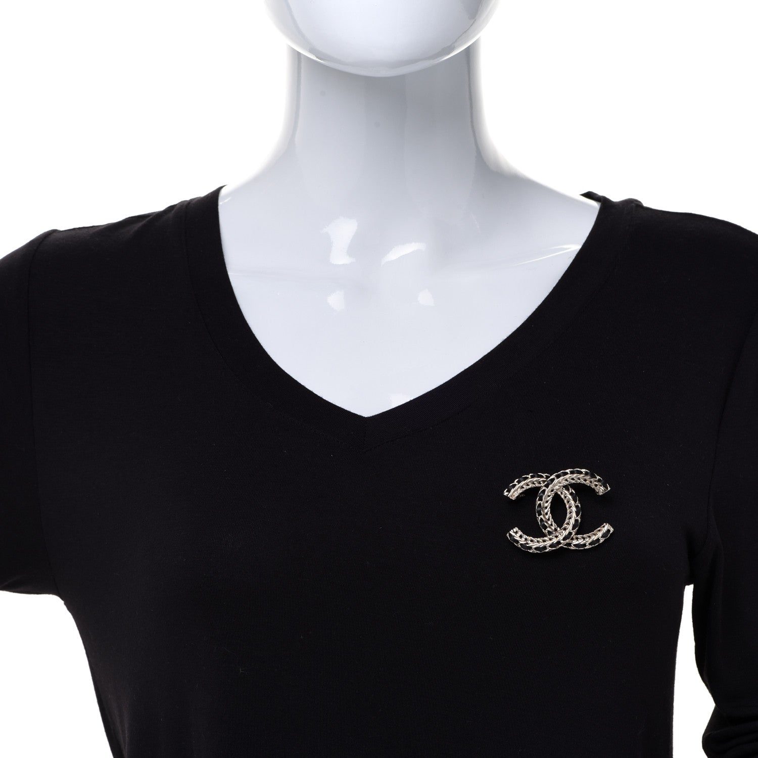 Chanel Lambskin Chain CC Brooch Black Gold 2 of 5