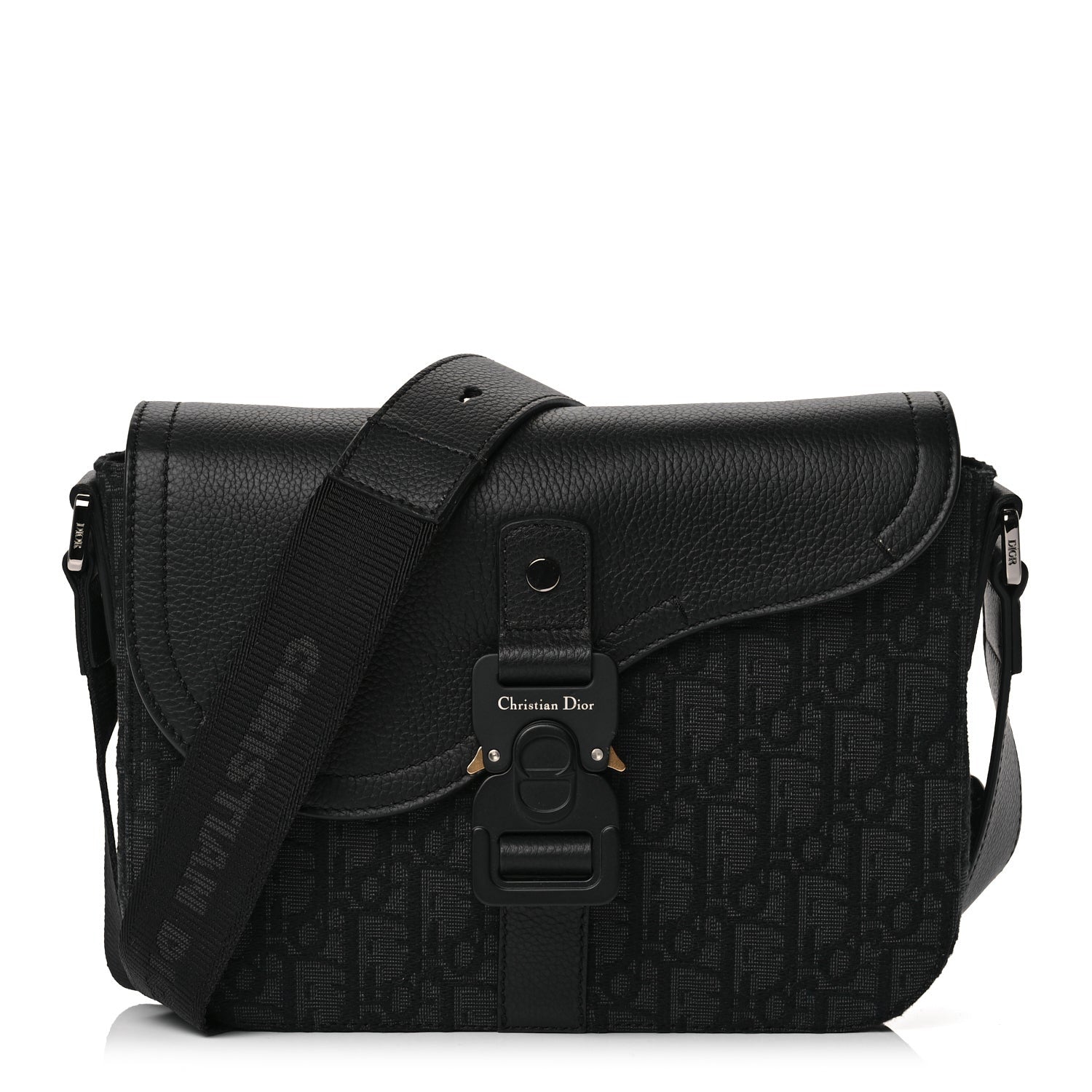 Christian Dior Oblique Jacquard Grained Calfskin Small Saddle Messenger Bag Black Oblique Monogram 1 of 9