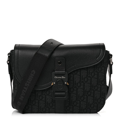 Christian Dior Oblique Jacquard Grained Calfskin Small Saddle Messenger Bag Black Oblique Monogram 1 of 9