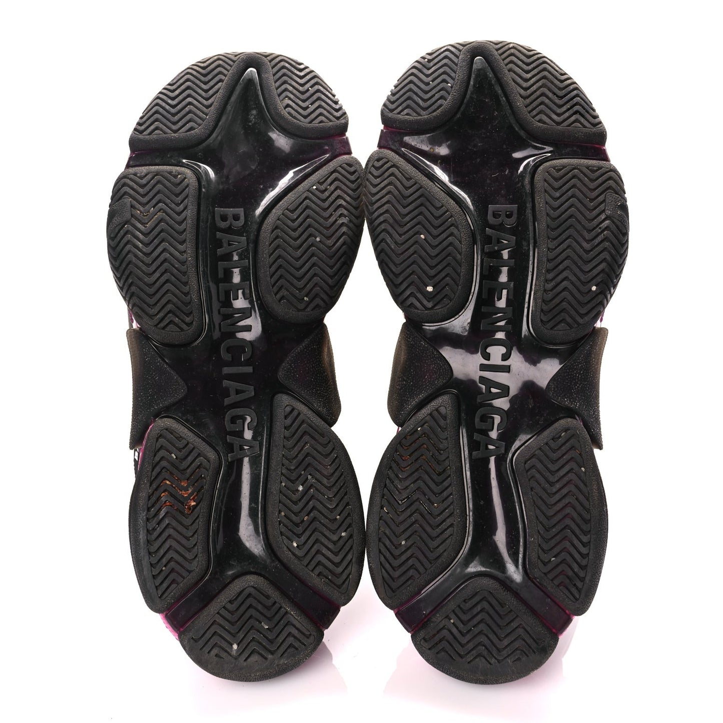 Fabric Mesh Clear Sole Mens Triple S Sneakers  Black Pink Neon