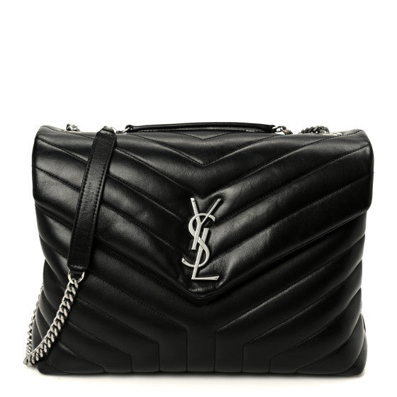 Saint Laurent Calfskin Y Quilted Monogram Medium Loulou Chain Satchel Black 1 of 9