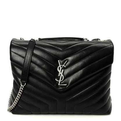 Saint Laurent Calfskin Y Quilted Monogram Medium Loulou Chain Satchel Black 1 of 9