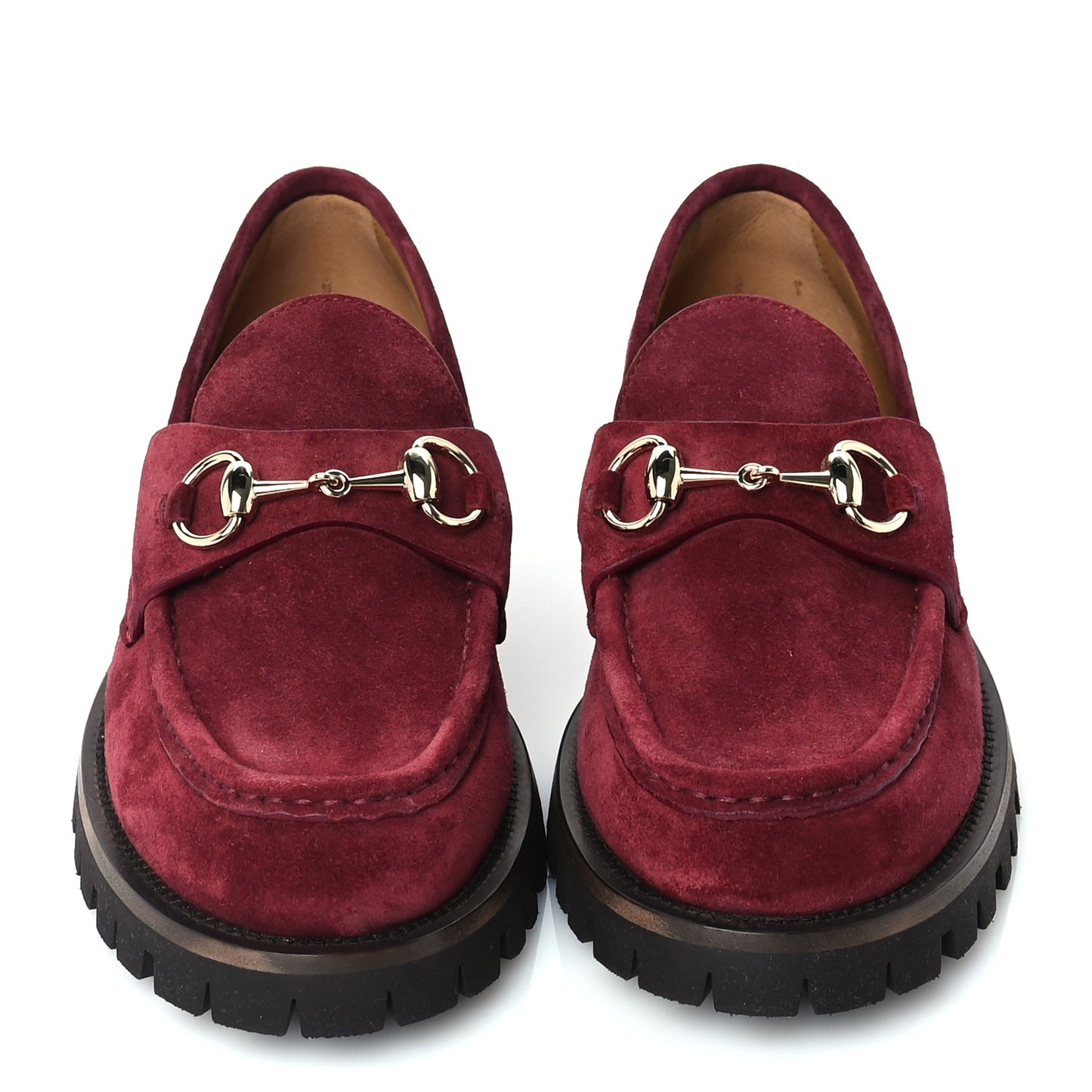 Suede Womens Horsebit Lug Sole Loafers 5.5 Burgundy