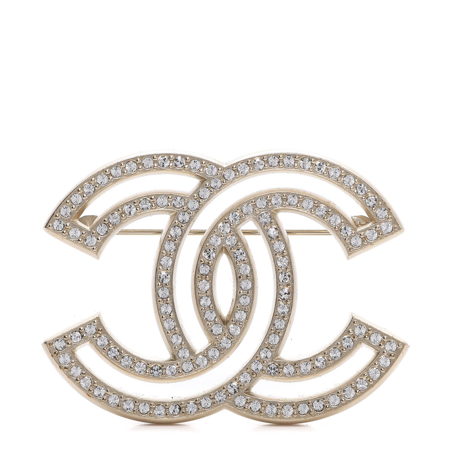 Crystal CC Brooch Light Gold