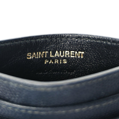 Saint Laurent Grain De Poudre Matelasse Chevron Monogram Credit Card Case  Black 7 of 7