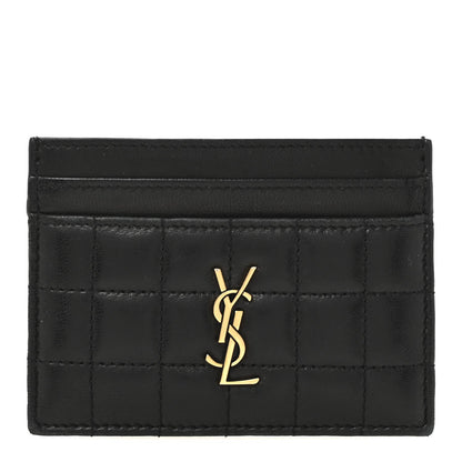 Saint Laurent Lambskin Carre Quilted Cassandre Credit Card Case Black 1 of 7