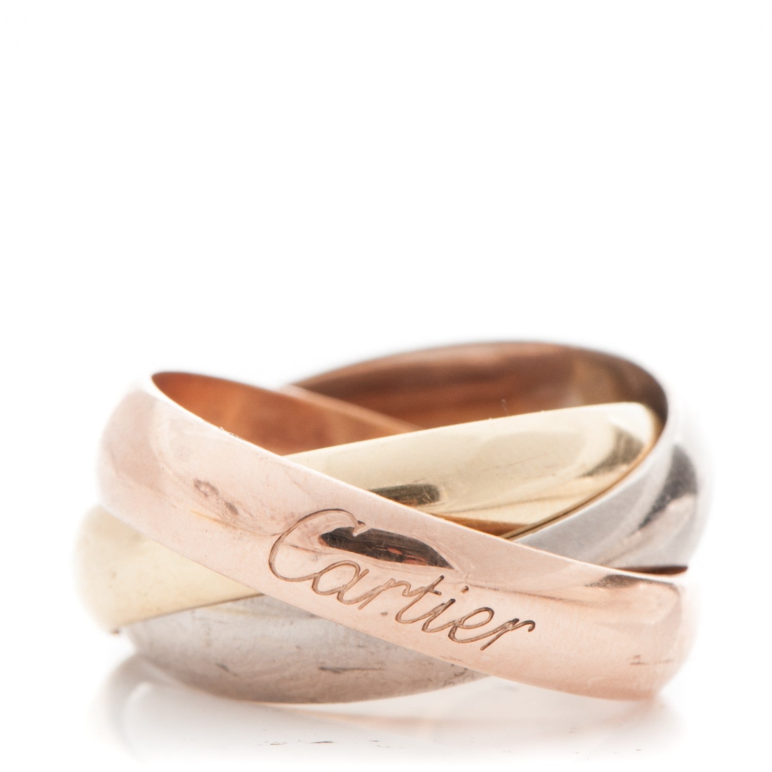 Cartier 18K Pink Yellow White Gold Large Trinity Ring 57 8 1 of 4