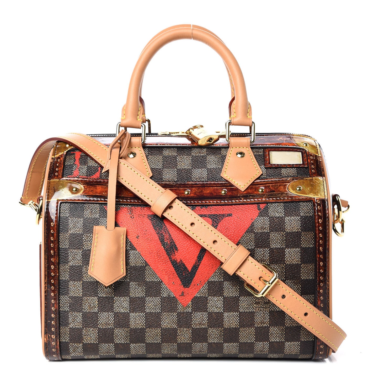Transformed Damier Ebene Time Trunk Speedy Bandouliere 25 Black