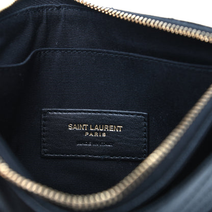 Saint Laurent Grain De Poudre Chevron Monogram Bill Pouch Black 6 of 7