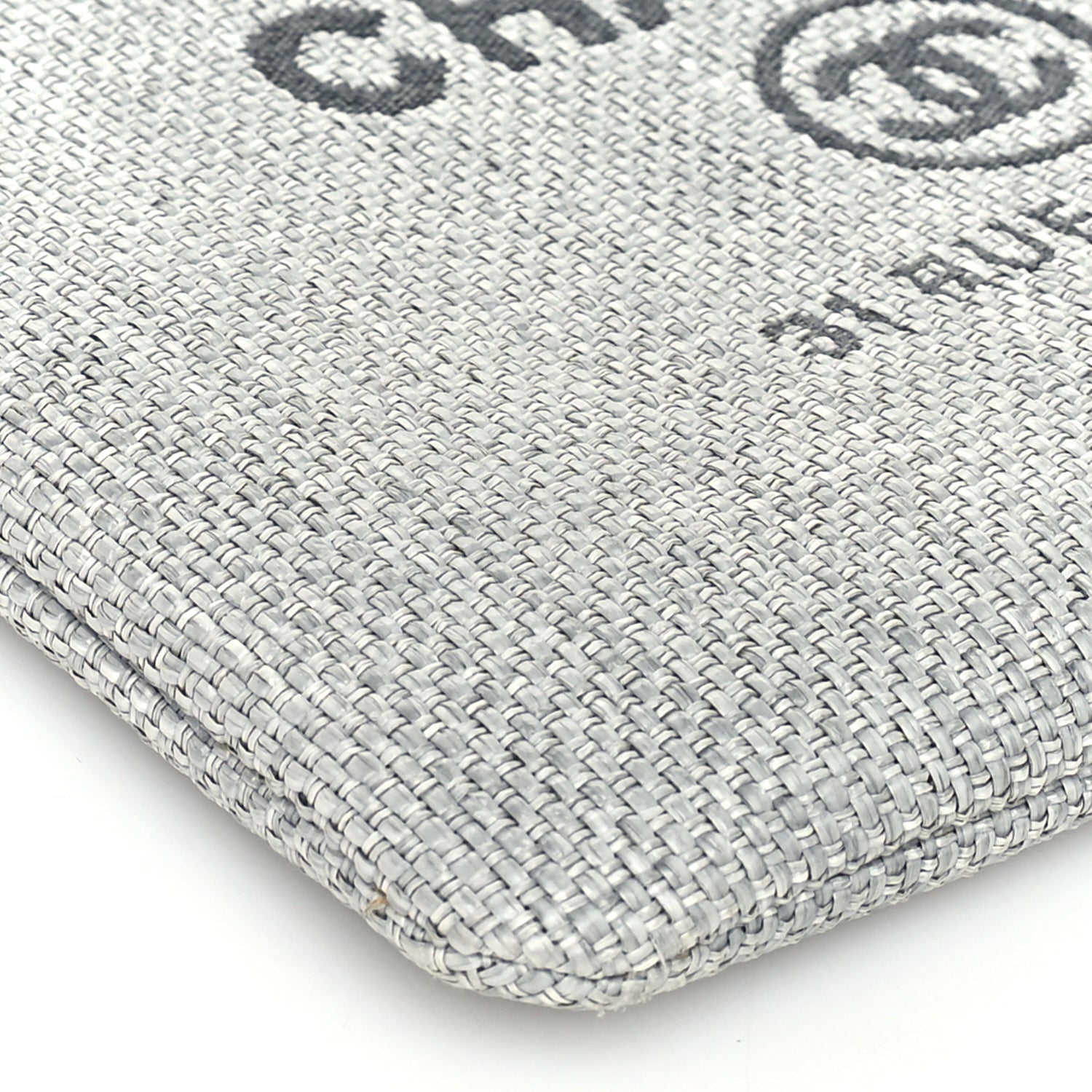 Chanel Woven Straw Raffia Medium Deauville Cosmetic Pouch  Grey 8 of 9