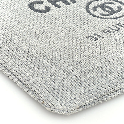 Chanel Woven Straw Raffia Medium Deauville Cosmetic Pouch  Grey 8 of 9