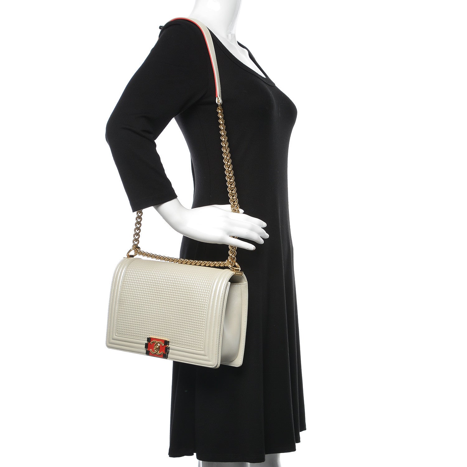 Chanel Lambskin Embossed New Medium Boy Cube Flap White 2 of 13