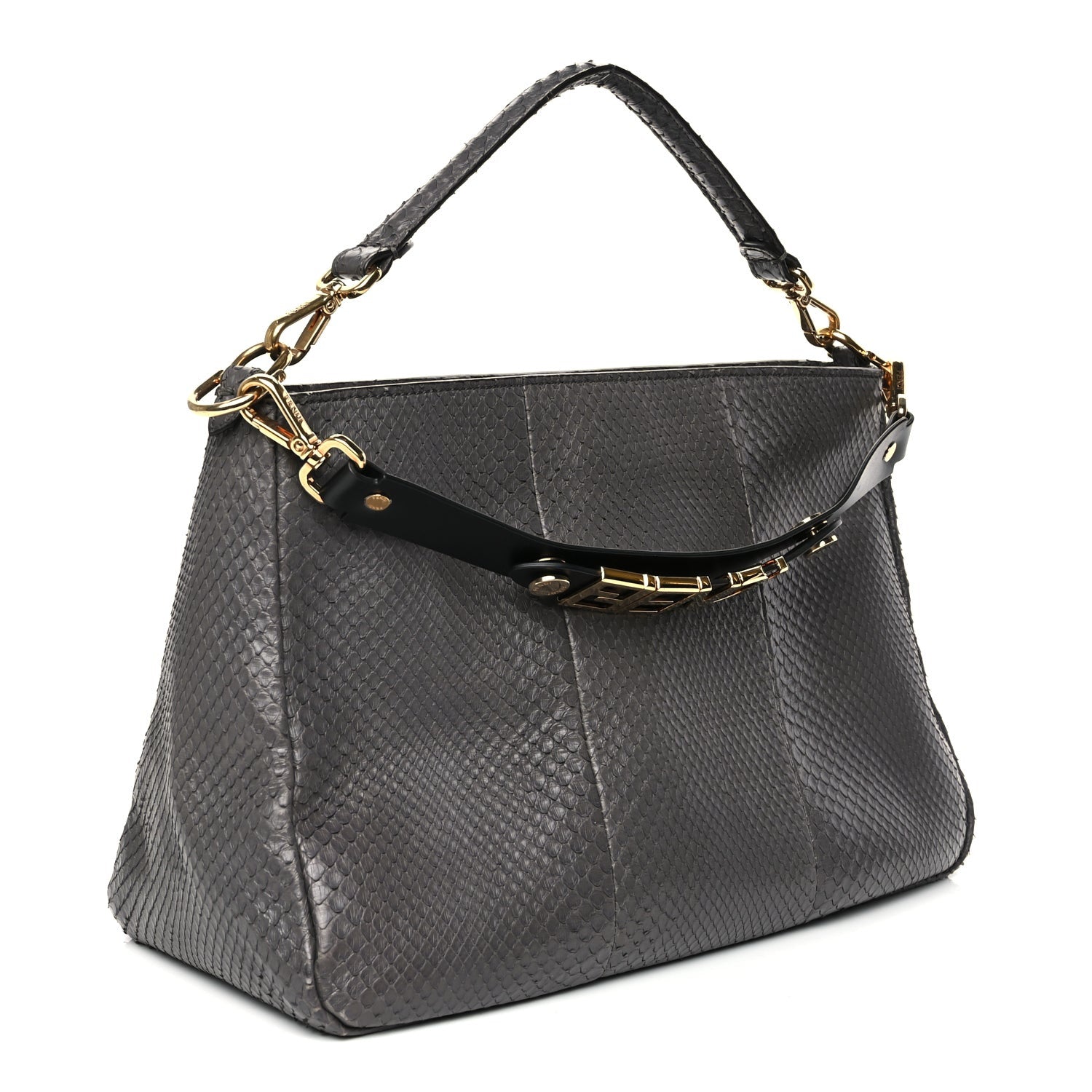 Fendi Snakeskin O'Lock Zipper Black 2 of 11