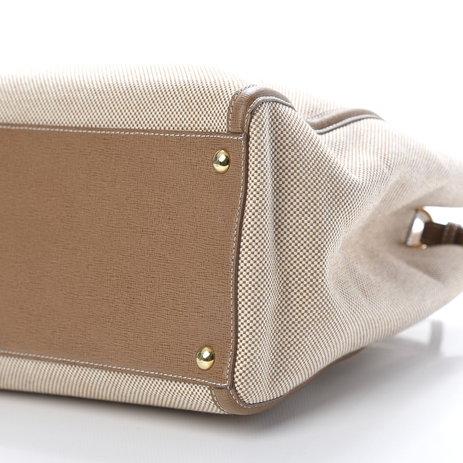 Fendi Canvas Vitello Regular 2Jours Tote Natural Brown 10 of 13