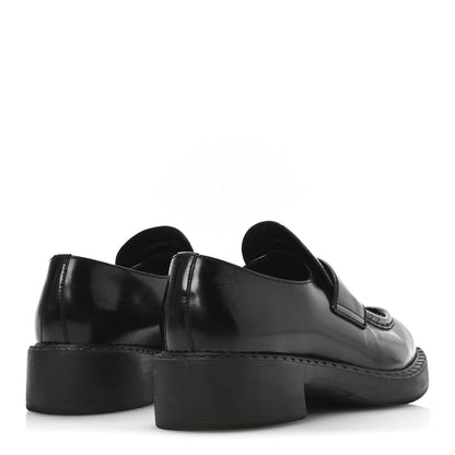 Prada Spazzolato Metal Triangle Logo 50mm Loafers 40 Black 5 of 7
