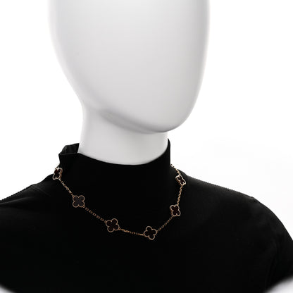 Van Cleef & Arpels 18K Yellow Gold Carnelian 10 Motifs Vintage Alhambra Necklace 4 of 5
