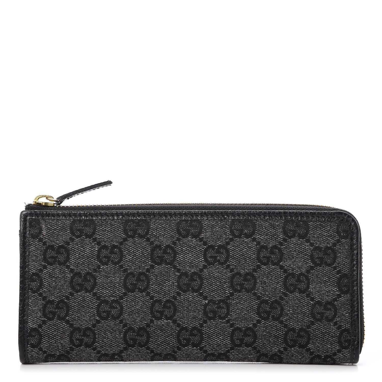 Gucci Denim Monogram Zip Around Wallet Black 1 of 11
