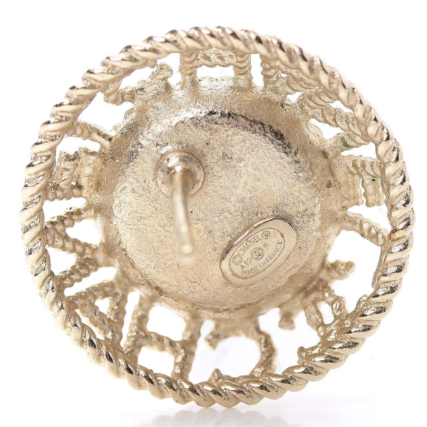 Pearl CC Round Rope Logo Earrings Gold