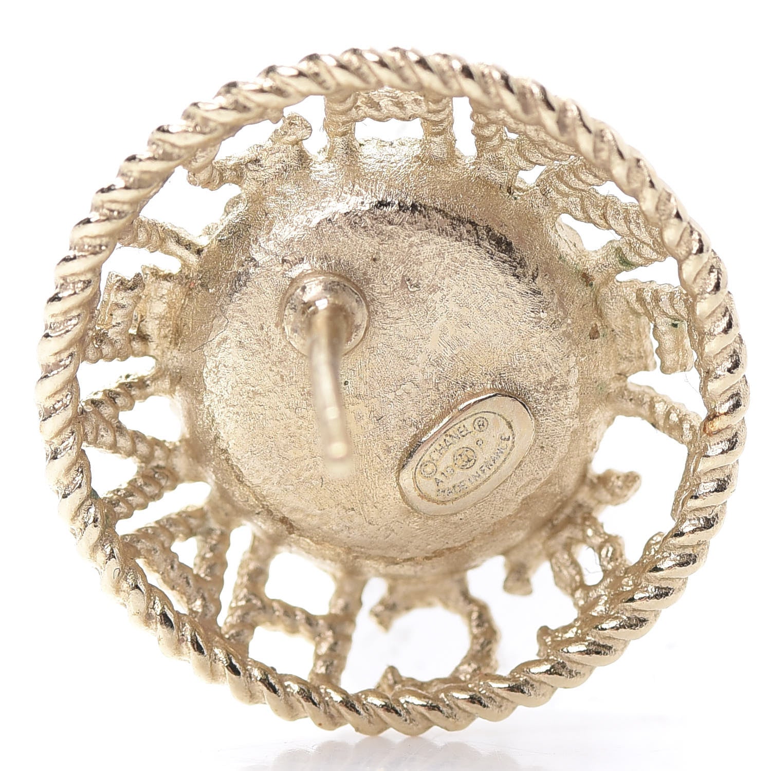 Chanel Pearl CC Round Rope Logo Earrings Gold 4 of 5