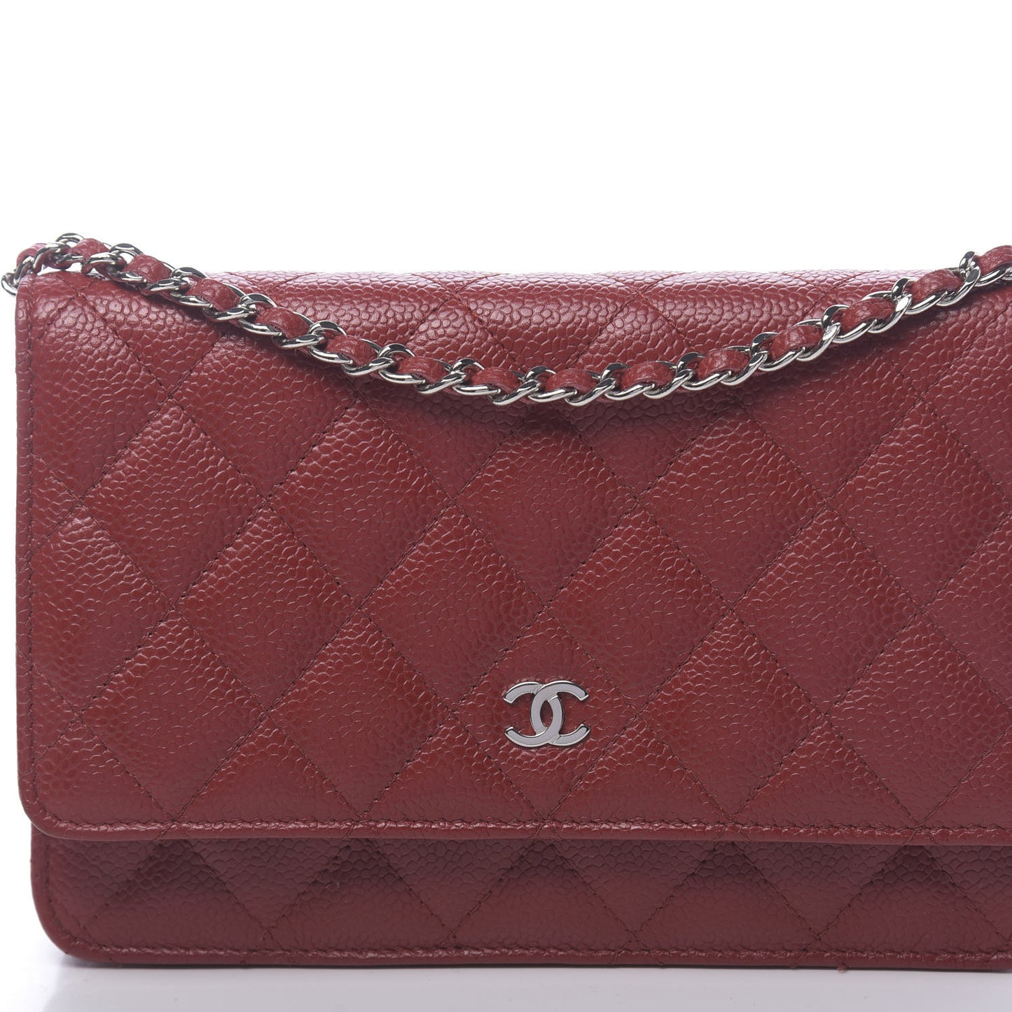 Caviar Quilted Wallet on Chain WOC Red